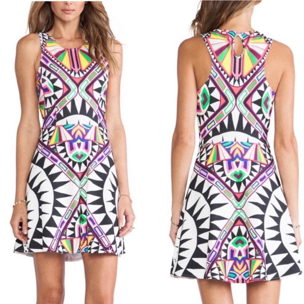 Mara Hoffman Circle Cosmic Fountain Black Multi Geometric Print Mini Dress - XS